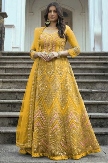 Net Embroidered Anarkali Salwar Kameez  SM05540271