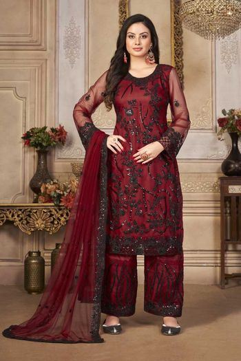 Net Embroidered Party Wear Salwar Kameez