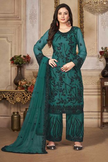 Net Embroidered Party Wear Salwar Kameez