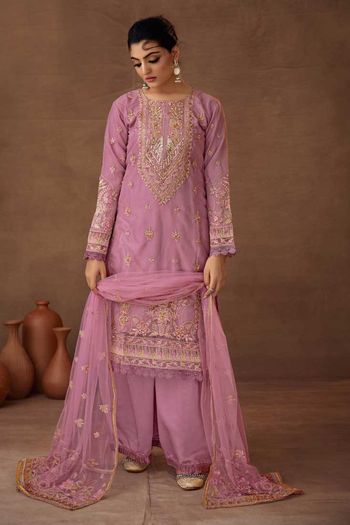 Organza Embroidered Party Wear Salwar Kameez