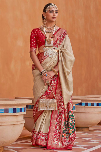 Patola Print Pure Patola Silk Saree With Blouse Sr01352490