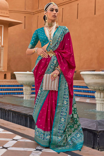 Patola Print Pure Patola Silk Saree With Blouse Sr01352493