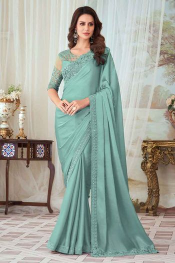 Plain With Thread Embroidery Work Lace Border With Embroidery Blouse Glorious Silk Saree With Blouse Sr01352640