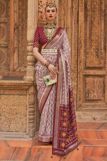 Printed Pv Silk Saree With Blouse Sr01352687