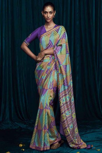 Printed Saree With Embroidery Blouse Brasso Saree With Blouse Sr01352691