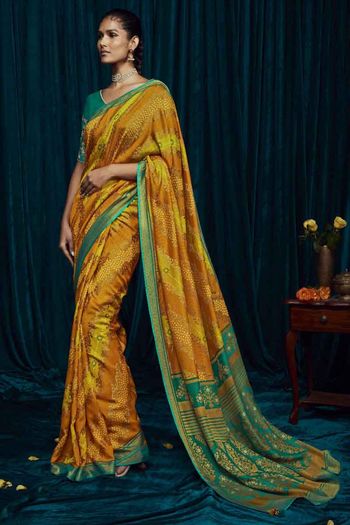 Printed Saree With Embroidery Blouse Brasso Saree With Blouse Sr01352694