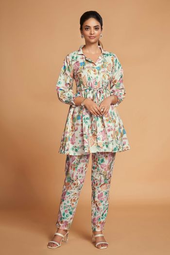 Rayon Printed Fully-Stitched Western Top With Bottom Pant Ww05730025