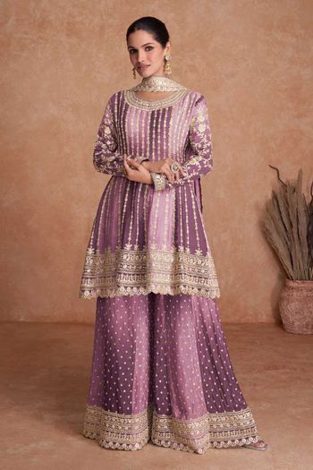 Real Chinnon With Front & Back Embroidery Work Suit