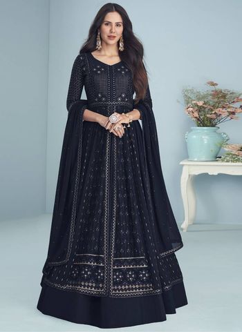 Sequence Embroidered Designer Anarkali Suit Semi Stitched Sm04451030