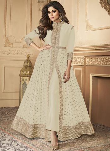 Shamita Shetty Embroidered Georgette Slitted Suit Sm04451041