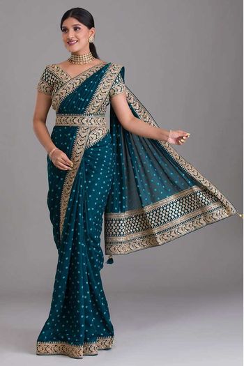 Silk Sequins Work Party Wear Saree