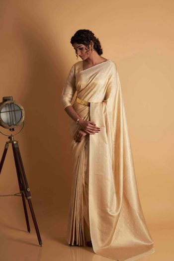 RE - Fetching Cream Two Tone Paper Silk Designer saree