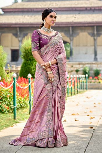 Banarasi Silk Saree with Woven, Heavy Embroidery work SR054113572