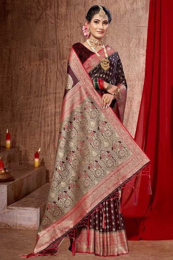 Stunning Coffee Colour Saree With White Leriya Pattern And Comes Heavy –  garment villa