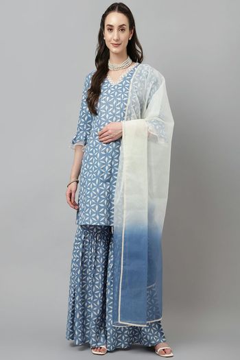 Cotton Suit with Printed work SM054113663