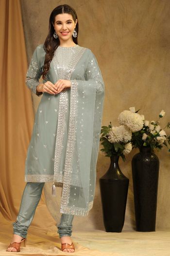 Faux Georgette Suit with Sequance Embroidery work SM054113680