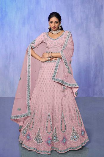 Georgette Lehenga with Heavy Embroidery work LD054113562