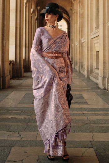 Gota Zari Weaving Silk Sarees With Woven Work SR01353265