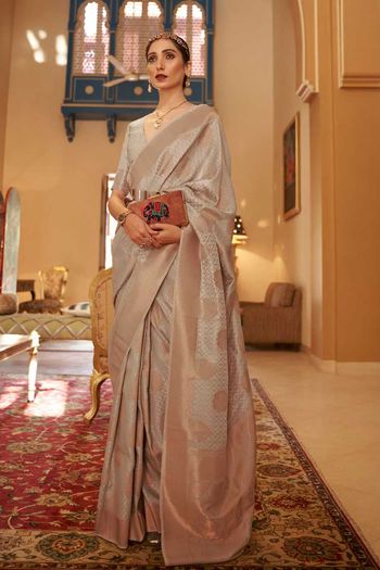 Handloom Silk Saree with Copper Zari Woven work SR01353321