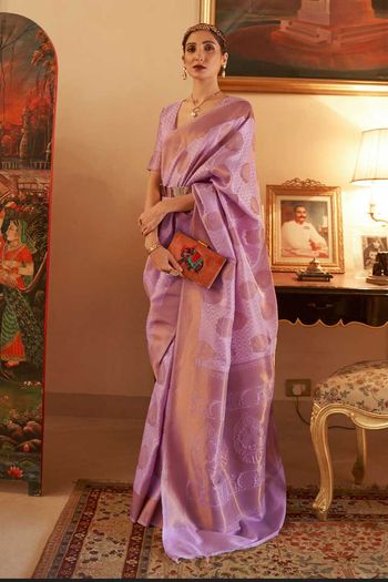 Handloom Silk Saree with Copper Zari Woven work SR01353320