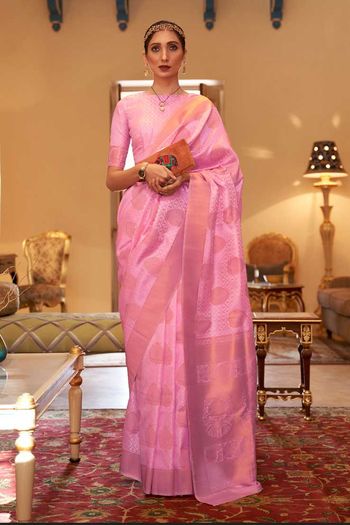 Handloom Silk Saree with Copper Zari Woven work SR01353324