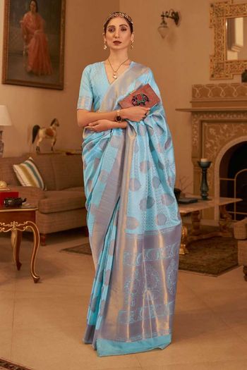 Handloom Silk Saree with Copper Zari Woven work SR01353319