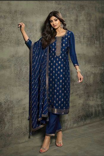 Jacquard Silk Suit with Woven, Embroidery work SM054113666