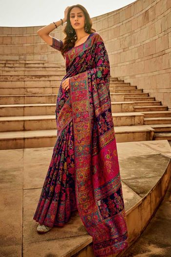 Kashmiri Silk Sarees With Jacquard Woven Work SR01353169
