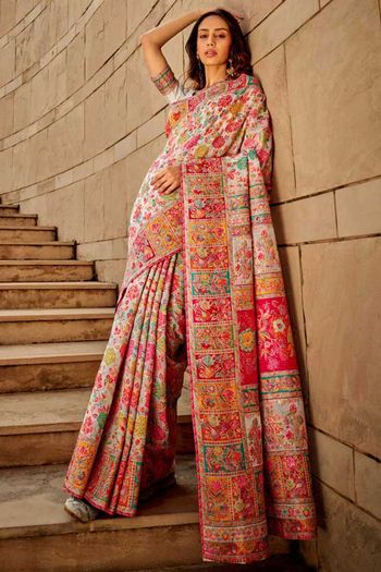 Black Kashmiri Modal Handloom Weaving Saree – RawaazFashion