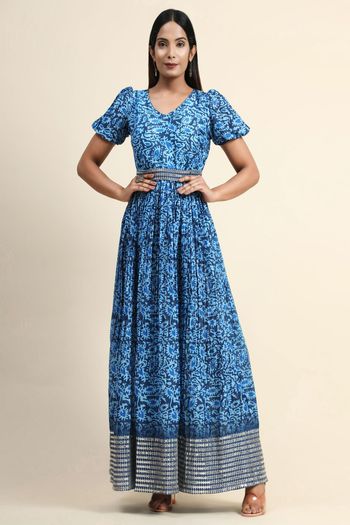 Organza Kurti with Digital Printed, Embroidery work KR054113525