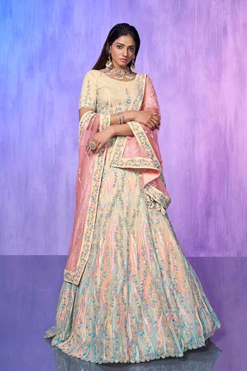 Organza Lehenga with Heavy Embroidery work In Off White Colour LD054113554 A