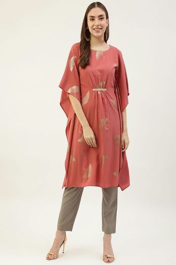 Poly Crepe Kaftan with Foil Printed work KR054113444