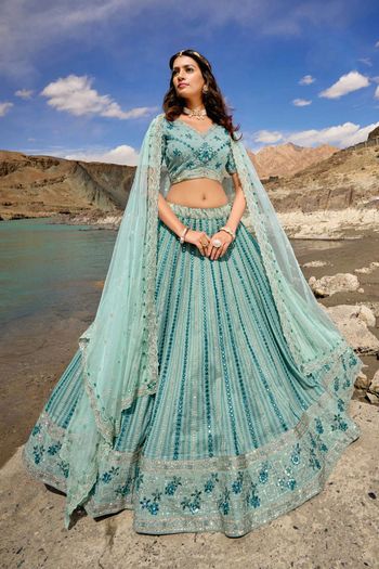 Pure Georgette Lehenga Choli With Heavy Thread Embroidery with Cut, Mirror and Zarkan Work LD01353096