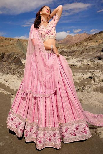 Pure Georgette Lehenga Choli With Heavy Thread Embroidery with Cut, Mirror and Zarkan Work LD01353092