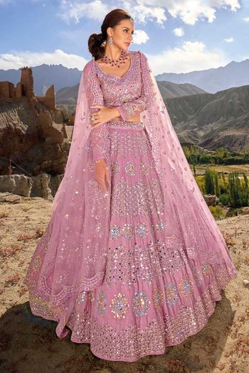 Semi-Stitched Wedding Wear Rivera Pink Velvet Designer Heavy Work Wedding  Lehenga at best price in Surat