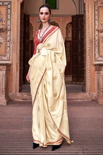 Pure Satin Silk Sarees With Woven Zari Work SR01353248