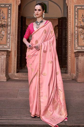 Pure Satin Silk Sarees With Woven Zari Work SR01353246