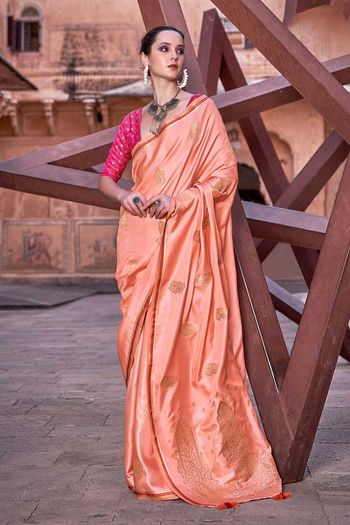 Pure Satin Silk Sarees With Woven Zari Work SR01353249