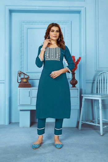 Rinkal Cotton Kurti with Embroidery work KR054113532