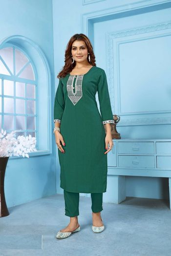 Rinkal Cotton Kurti with Embroidery work KR054113530