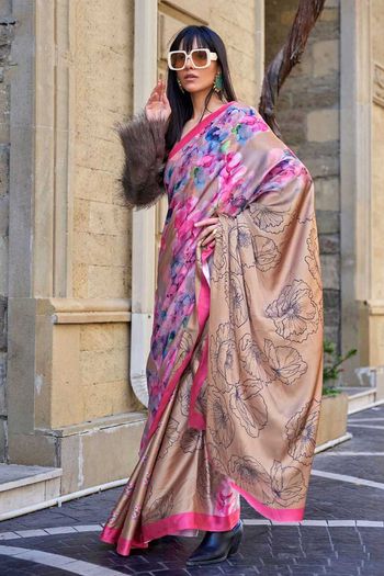 Satin Crape Sarees With Digital Print Work SR01353180