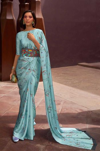 Satin Crepe  Saree with Digital Printed work SR01353315