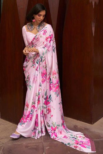 Satin Crepe  Saree with Digital Printed work SR01353317