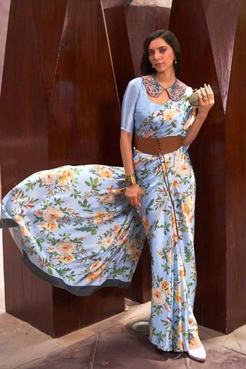 Satin Crepe  Saree with Digital Printed work SR01353313