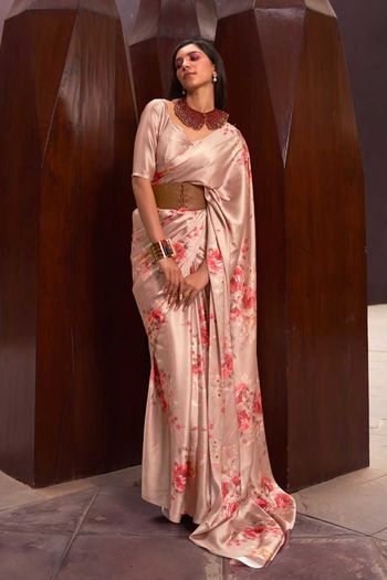 Satin Crepe  Saree with Digital Printed work SR01353318