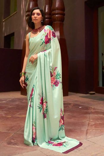 Satin Crepe  Saree with Digital Printed work SR01353314