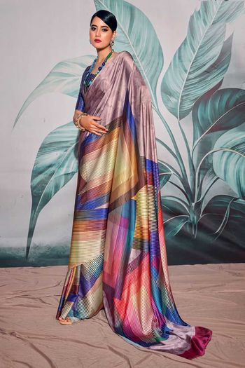 Satin Crepe Sarees With Digital Print Work SR01353219