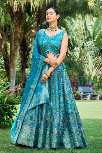 Firozi Colour Designer Paithani Silk Jacquard Zari Weaving Work Lehenga  Choli South Indian Lehenga Choli Party Wear Lehenga Banarasi Lehenga - Etsy  Denmark