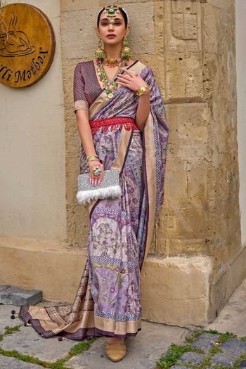 Silk Sarees With Printed Work SR01353276