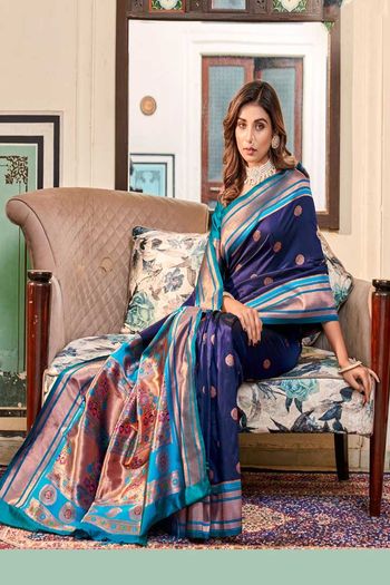 Pure Silk Peshwai Paithani Saree - Voilet